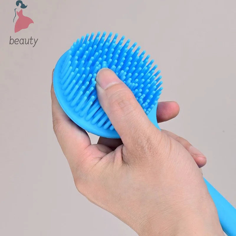 Silicone Back Scrubber,Long Handle Body Scrubber,Light&Easy-to-Hold Shower Brush For Skin Cleaning&Exfoliating With A Free Hook Nanasbeautyholic