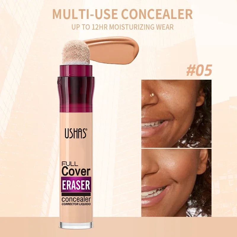 USHAS Sponge Tip Concealer – Full Coverage for Dark Circles, Freckles & Acne | 12 Shades