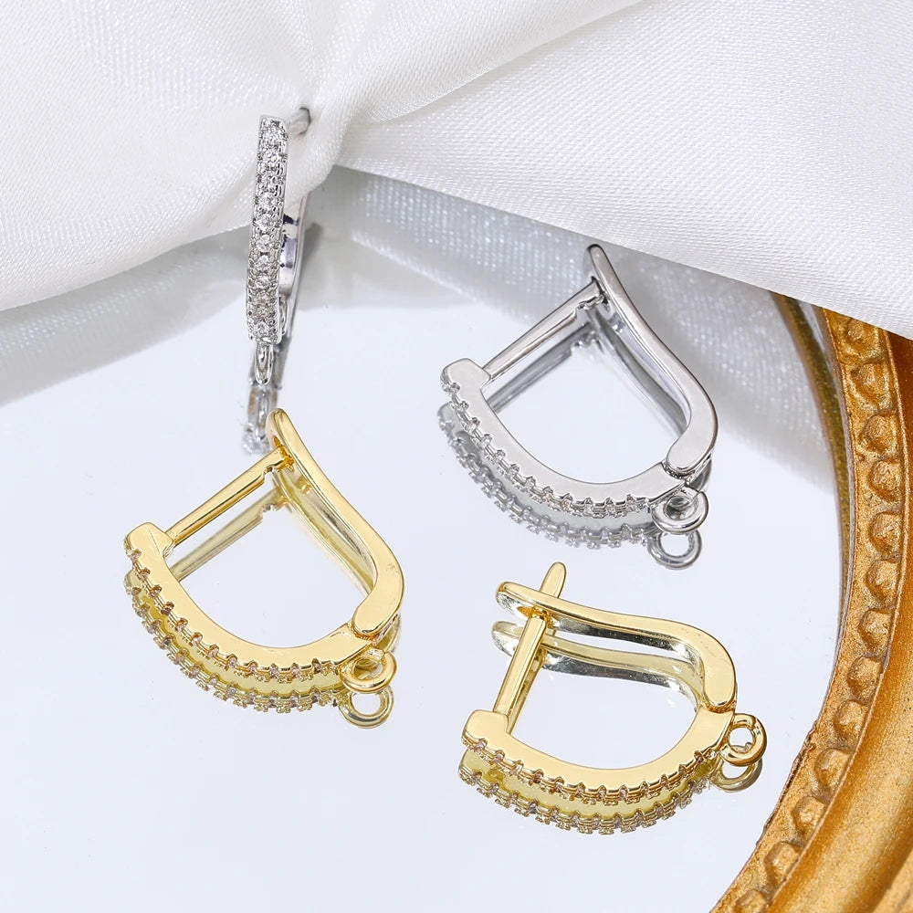 Juya 18K Gold & Silver Plated Earring Hooks – Micro Pave Zircon DIY Jewelry Findings