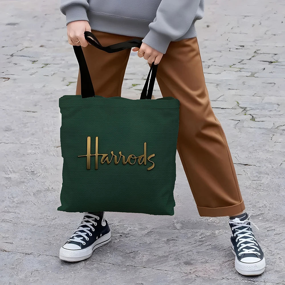 1 Pc  Harrods Tote Bag, Foldable Shopping Bag, Reusable Shopper Bag Art Print Tote Bag Nanasbeautyholic