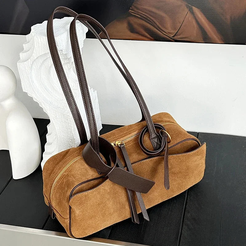 Genuine Leather Tote Bag – Soft Cowhide Shoulder Bag for Women