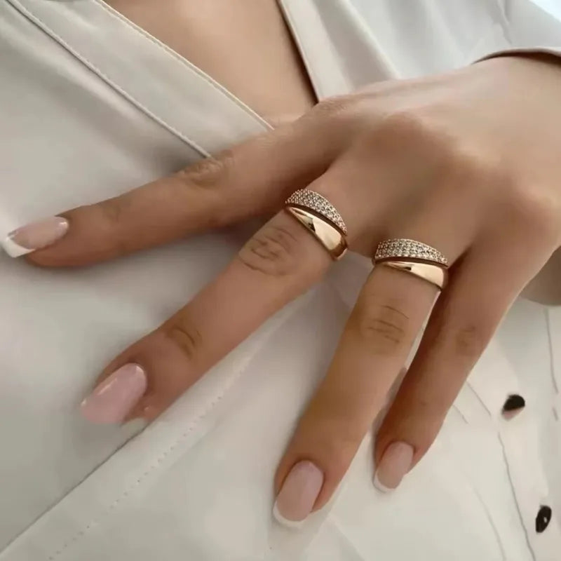 Gold Plated Sun Ring — Natural Stone Inlay, Hollow Metal Texture Statement Ring