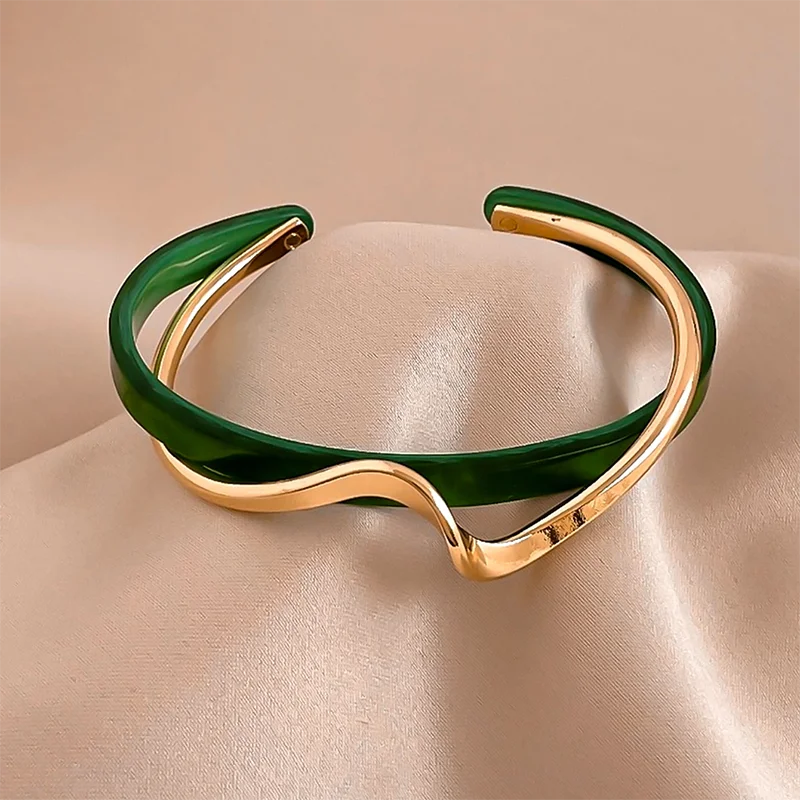Geometric C-Shape Opening Bangle Bracelet for Women – Trendy Metal Cuff Jewelry Gift