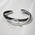 Geometric C-Shape Opening Bangle Bracelet for Women – Trendy Metal Cuff Jewelry Gift