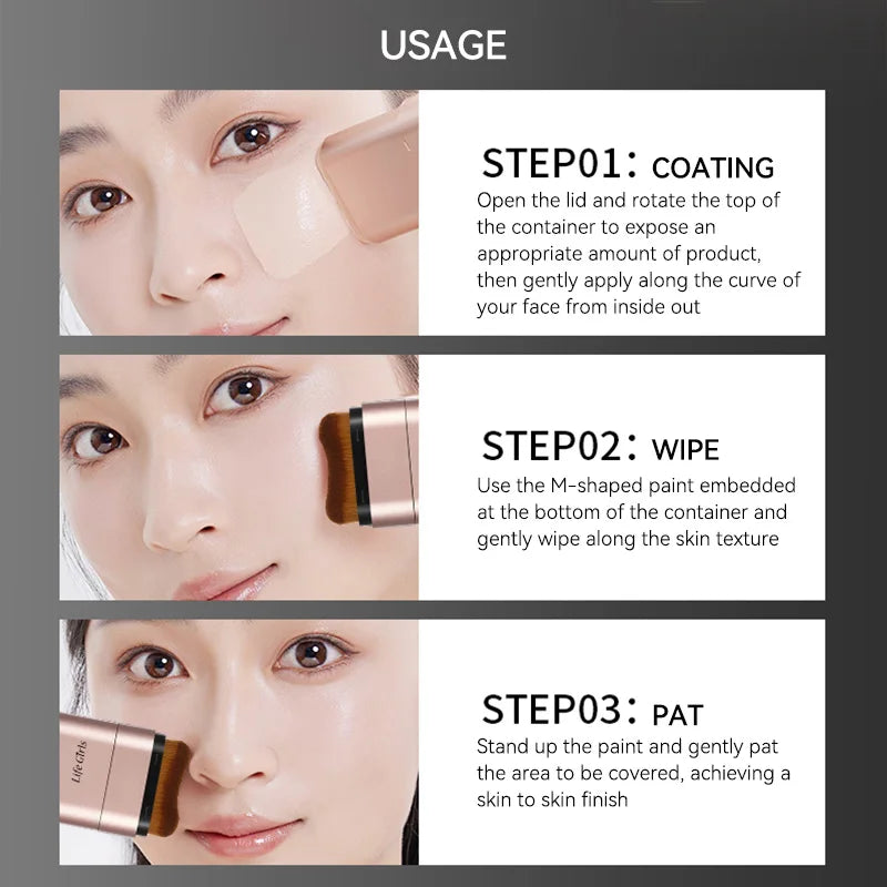 Light and Moist Hydrating Foundation, Natural-Looking, Moisturizing, Shiny, Thin and Lightweight, Double-Headed Makeup Foundation That Rotates for Easy Use, with Its Own Brush, Waterproof, Easy to Apply Makeup, and Easy for B Nanasbeautyholic