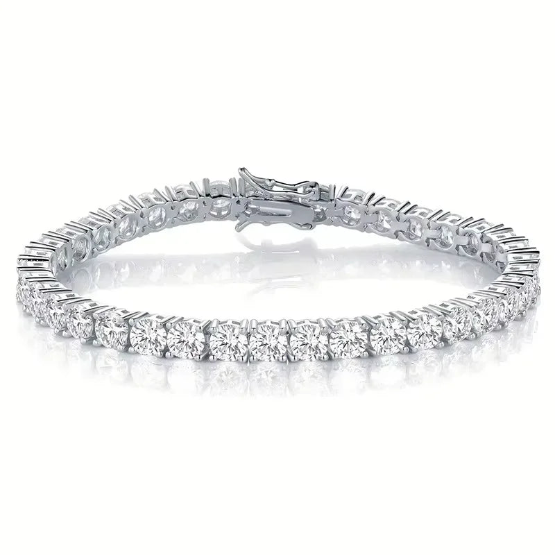 925 Sterling Silver Tennis Bracelet | 18K Gold Plated Zircon | Unisex Luxury Jewelry