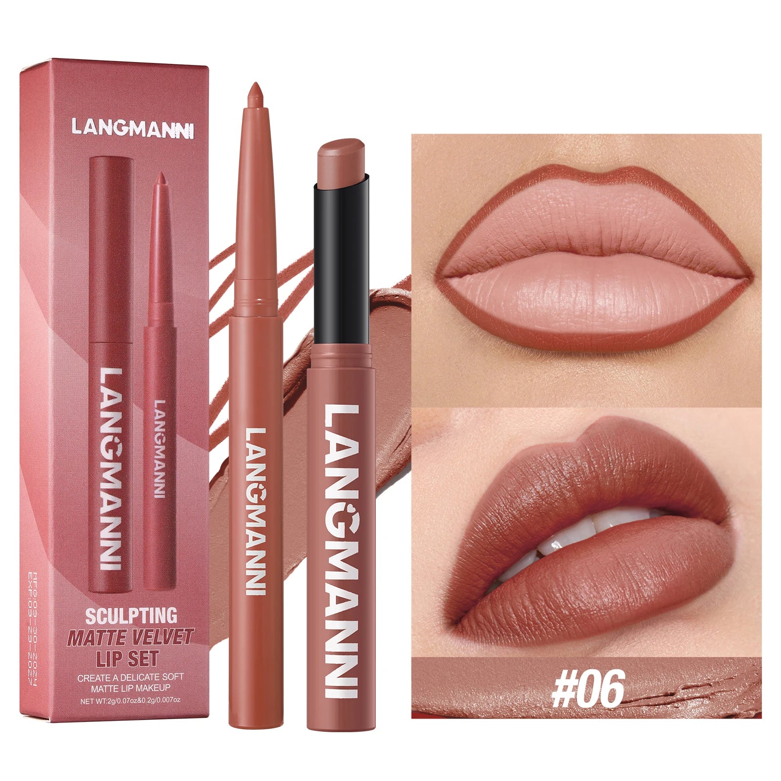 Integrated waterproof lipliner+lipstick lipstick lipstick set,no smudge,no fade,no cup,durable,easy to create a perfect makeup! Nanasbeautyholic