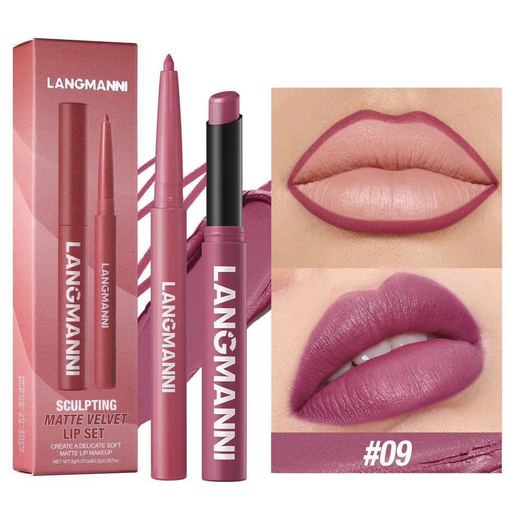 Integrated waterproof lipliner+lipstick lipstick lipstick set,no smudge,no fade,no cup,durable,easy to create a perfect makeup! Nanasbeautyholic