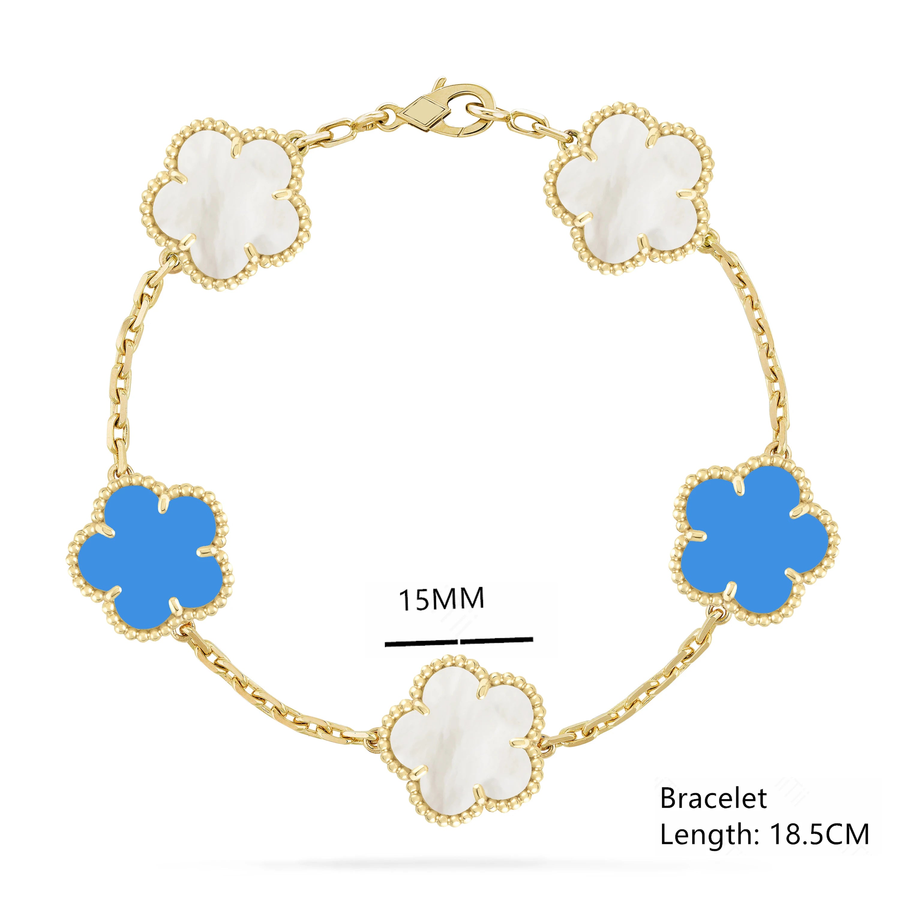 Lucky Clover Natural Mother of Pearl Bracelet & Necklace – Gold & Silver