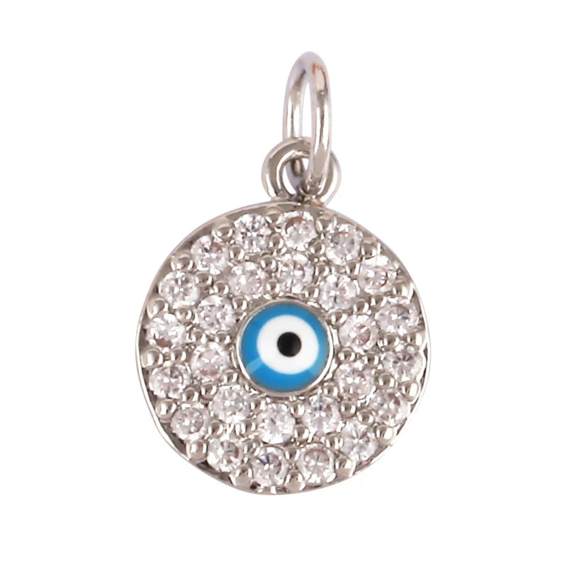 Evil Eye Charm Pendant – 18K Gold Plated CZ Cubic Zirconia | Necklace & Bracelet Jewelry Making
