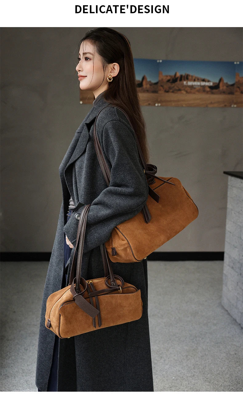 Genuine Leather Tote Bag – Soft Cowhide Shoulder Bag for Women