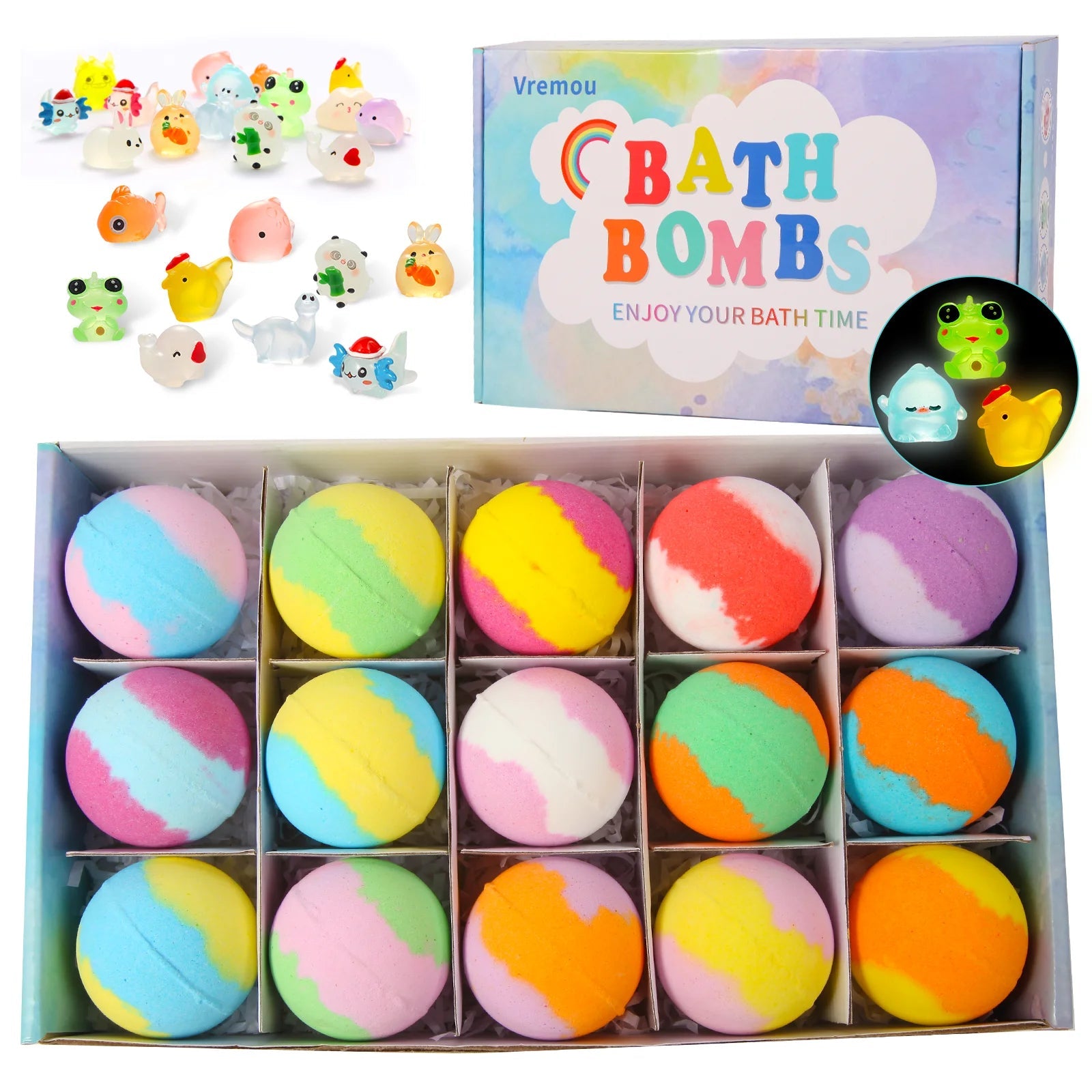 Bath Bombs for Kids with Surprise Inside, 24 Pack Natural Organic Kids Bubble Bath Fizzy for Girls Boys with Bath Toys Inside Nanasbeautyholic