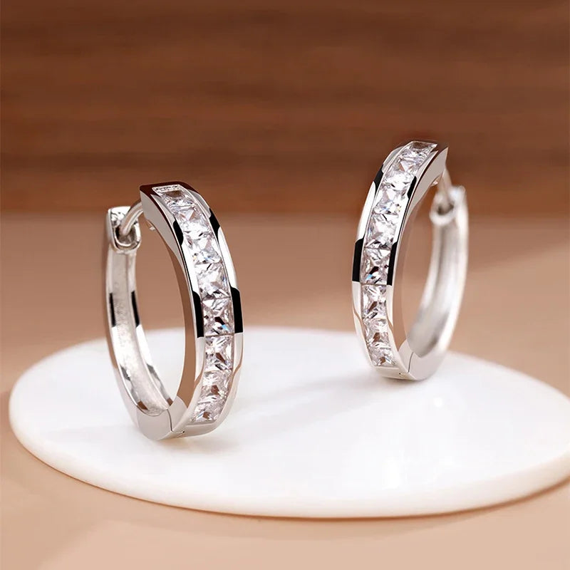 925 Sterling Silver Zircon Ball Stud Earrings — Elegant Circle Studs for Women