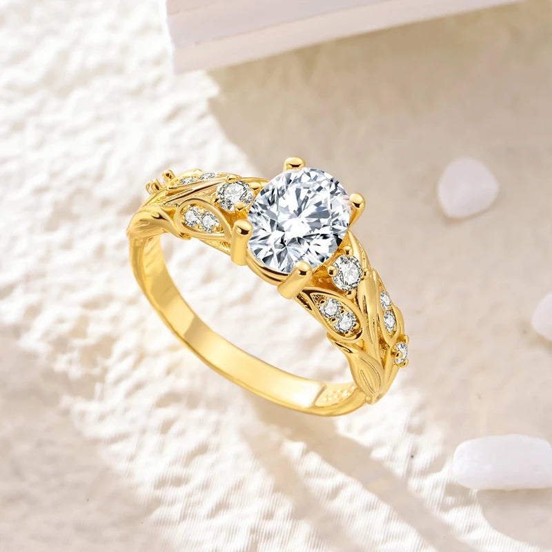 925 Sterling Silver Heart Star Moon Ring | Sparkling Zircon | Gold Chain Design | Women's Fine Jewelry Gift