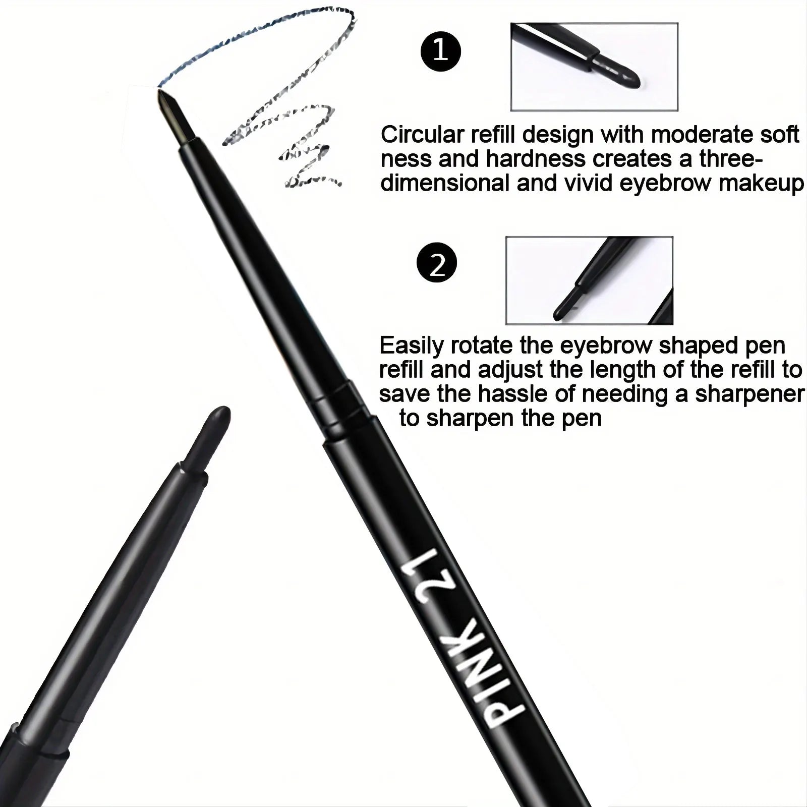 Pink 21 - 10Pcs Long-Lasting Black Eyeliner Pencils