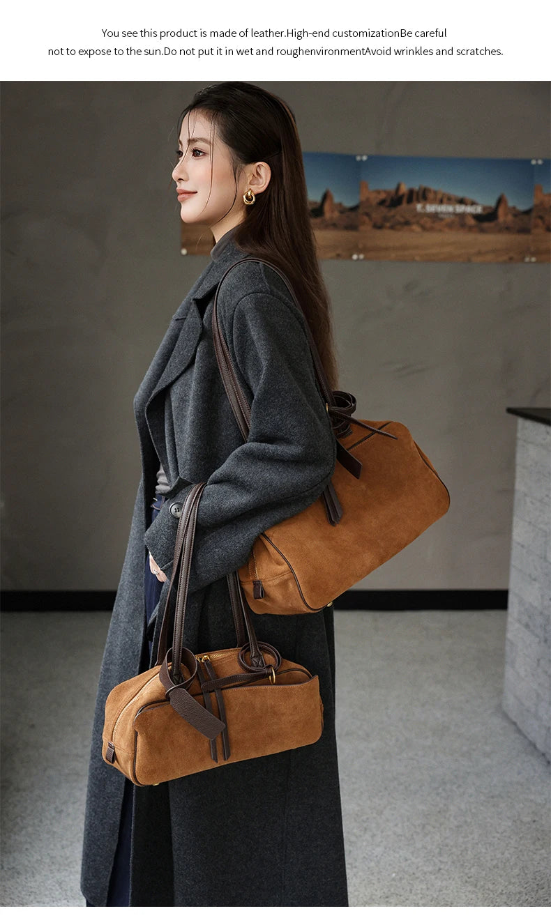 Genuine Leather Tote Bag – Soft Cowhide Shoulder Bag for Women