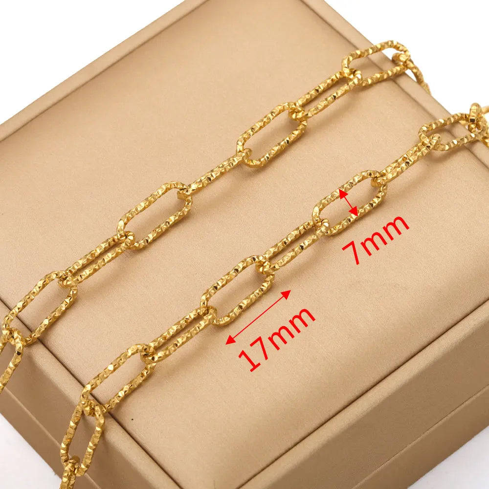 1 Meter 18K Gold Plated Stainless Steel Link Chain for Jewelry Making – Bulk Rolo Cable Necklace & Bracelet Chain