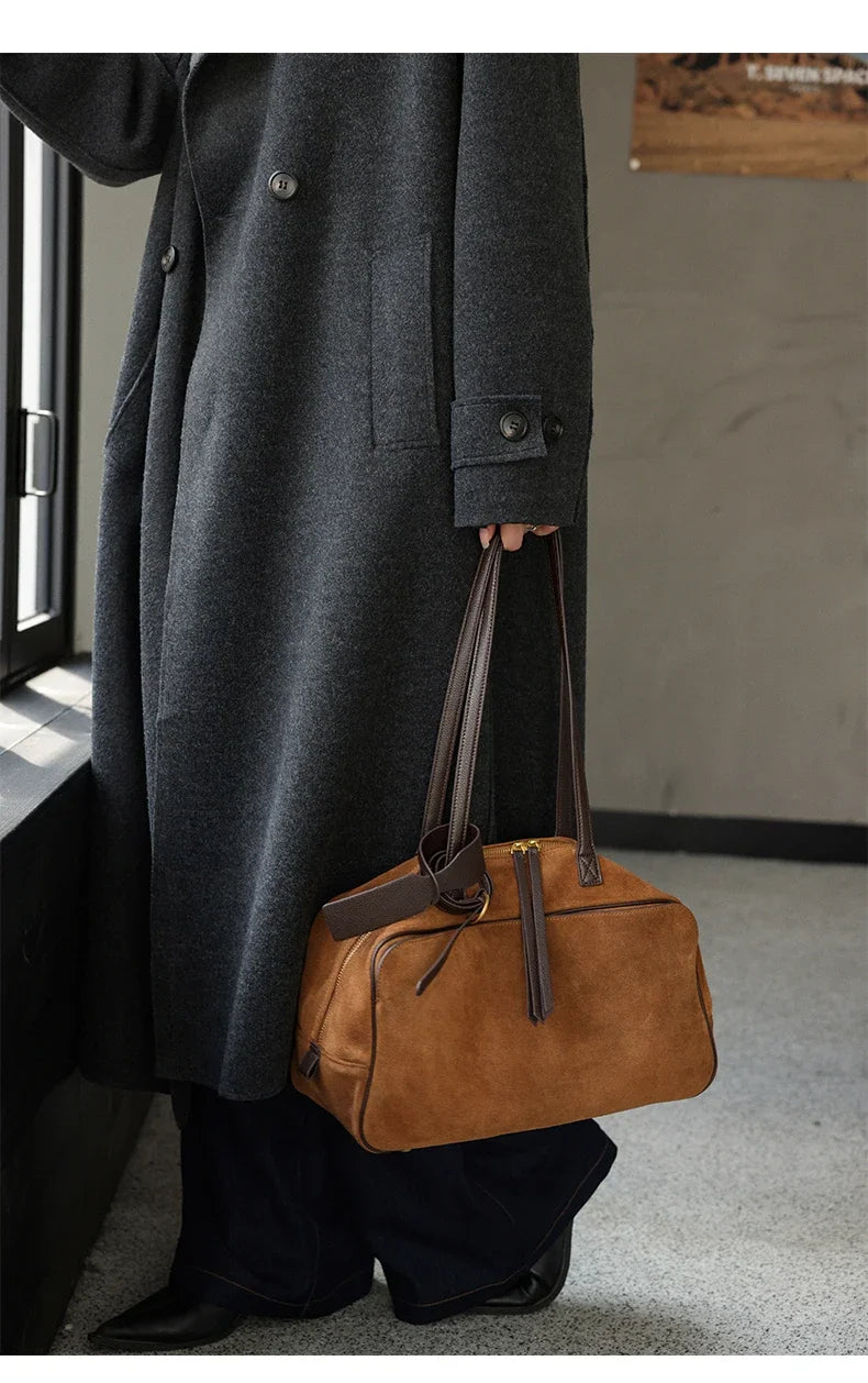 Genuine Leather Tote Bag – Soft Cowhide Shoulder Bag for Women