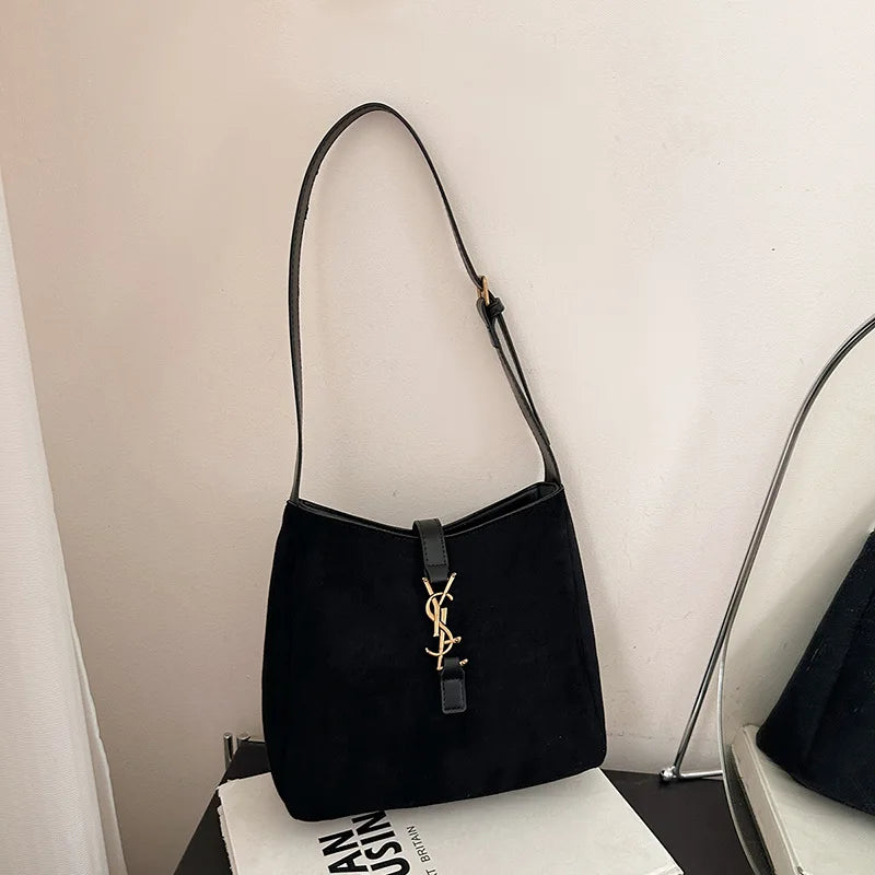 Luxe Faux Leather Bucket Bag – Large Capacity Hobo Shoulder Bag for Women