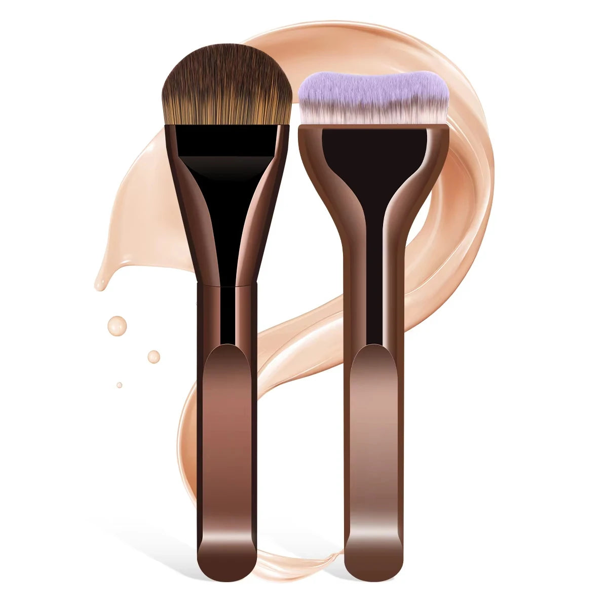 MAANGE 2pcs Foundation Makeup Brushes Set Ultra Thin Top Mask Brush For Liquid Cream Cosmetics Blending Beauty Tool Premium Gift Nanasbeautyholic