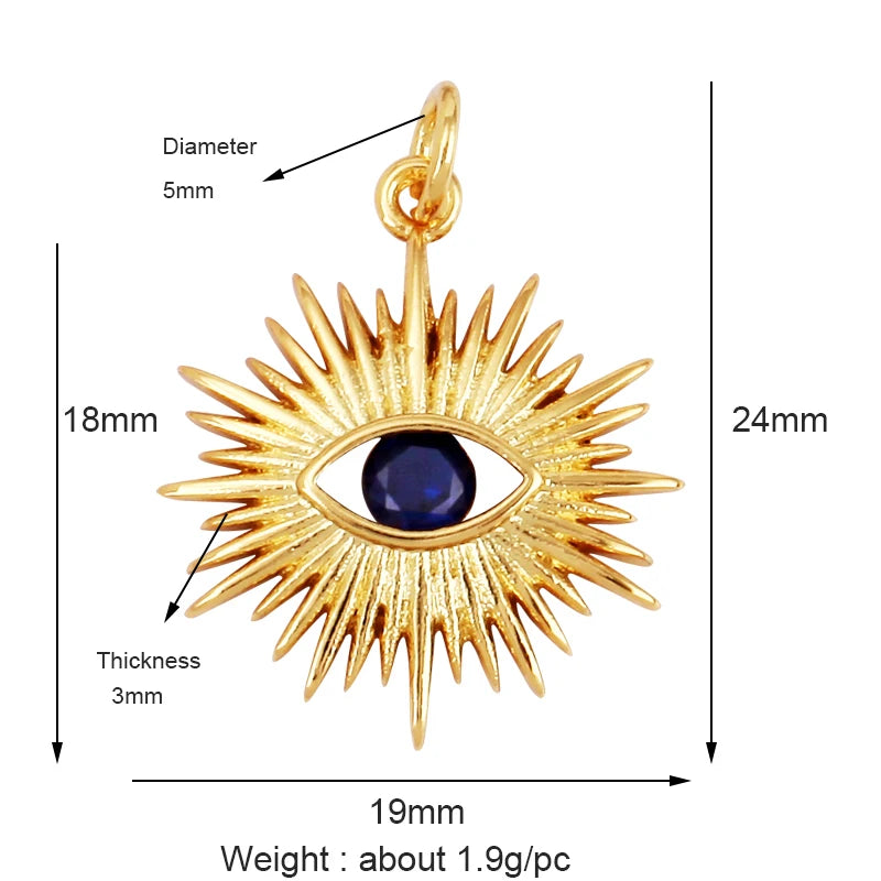 Evil Eye Charm Pendant – 18K Gold Plated CZ Cubic Zirconia | Necklace & Bracelet Jewelry Making
