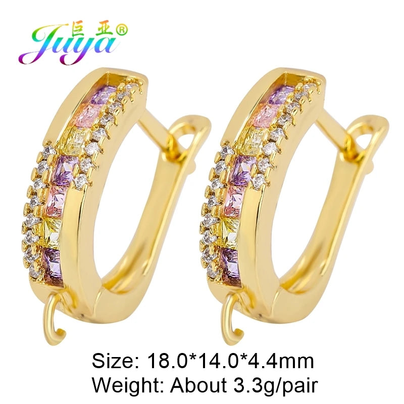Juya 18K Gold & Silver Plated Earring Hooks – Micro Pave Zircon DIY Jewelry Findings