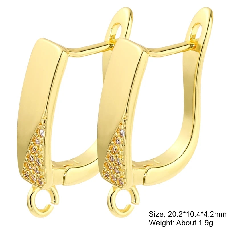 Juya 18K Gold & Silver Plated Earring Hooks – Micro Pave Zircon DIY Jewelry Findings