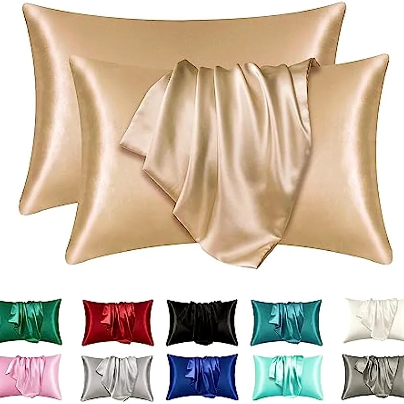 2pcs Satin Silk Pillowcase for Hair and Skin, Coral Pillow Cases Standard Size Set of   Super Soft Pillow Case Nanasbeautyholic