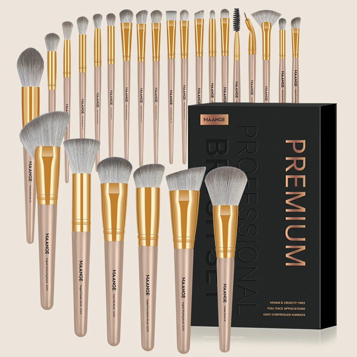 MAANGE Professional Gift Box 25 Pieces Makeup Brushes Kit Face Eye Beauty Brushes For Foundation Conceal Eyeshadow Contour Brush Nanasbeautyholic