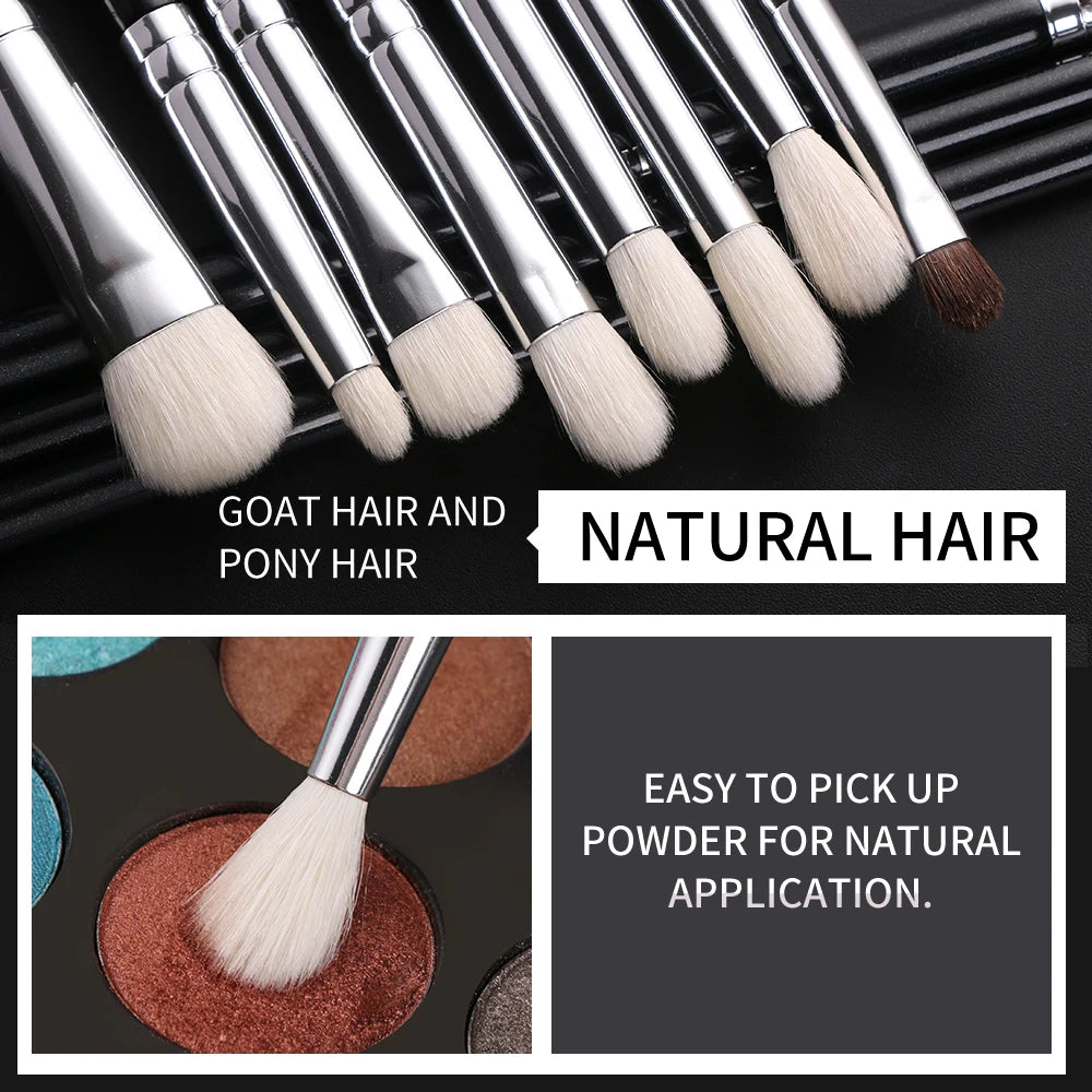 BEILI Black Makeup Brush Sets Professional Natural Goat Fiber Hair Brush Foundation Kakubi Contour Eyeshadow Beauty Tool brochas Nanasbeautyholic