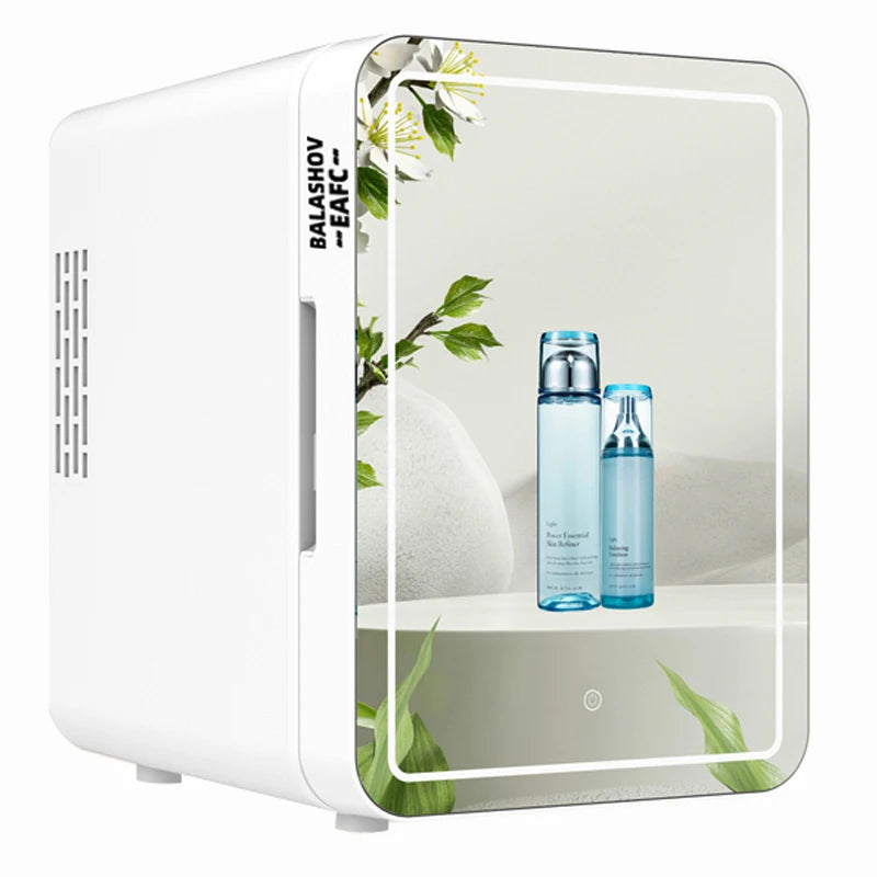 Mini Makeup Fridge WIth LED Light Mirror Portable Cosmetic Storage