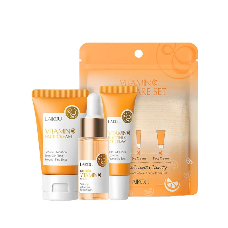 LAIKOU Vitamin C 24K Golden Sakura Skin Care Sets Face Cream Serum 3pcs/set