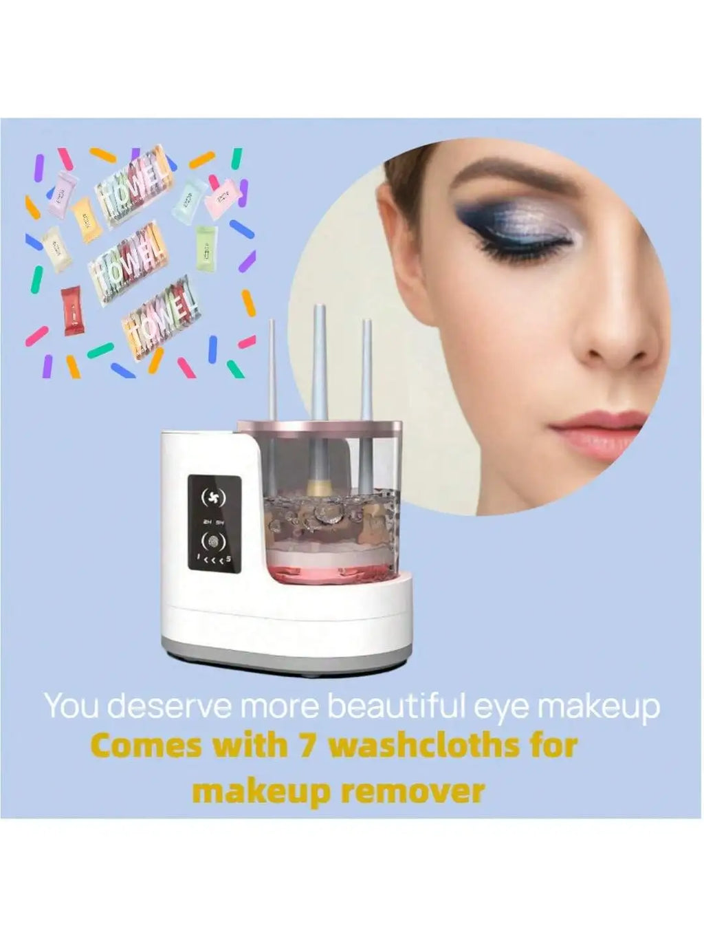 Electric makeup brush cleaner, a cleaning tool for makeup brushes and foundation.