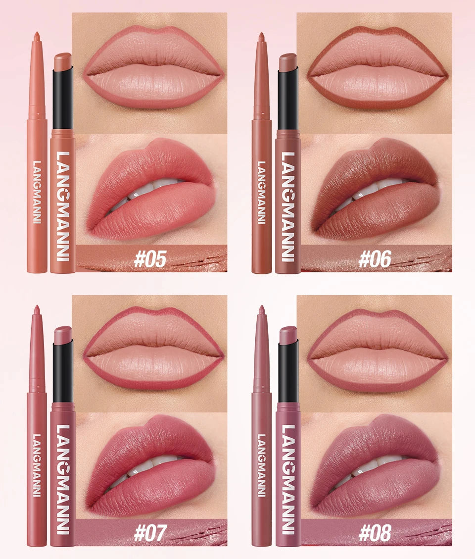 Integrated waterproof lipliner+lipstick lipstick lipstick set,no smudge,no fade,no cup,durable,easy to create a perfect makeup! Nanasbeautyholic