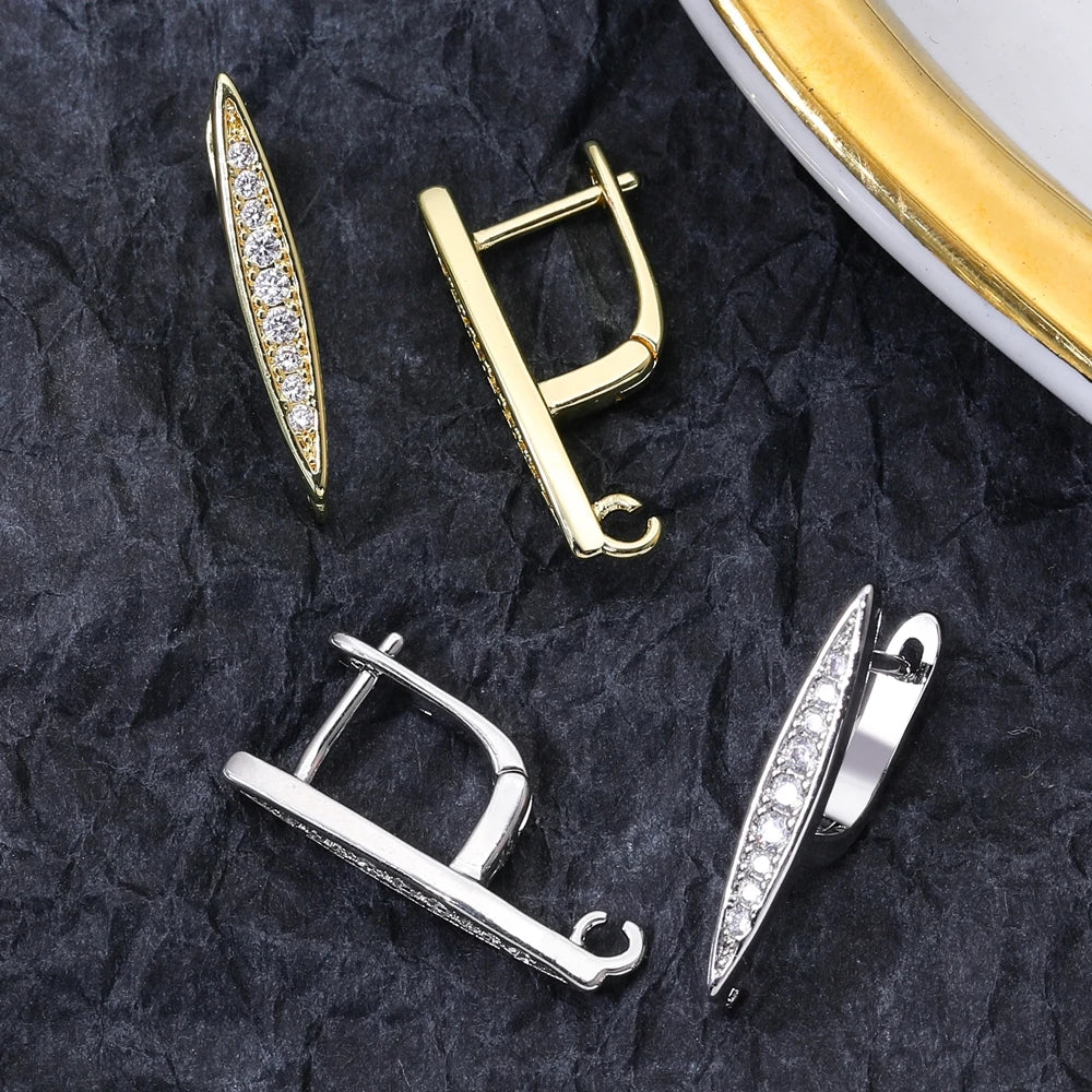 Juya 18K Gold & Silver Plated Earring Hooks – Micro Pave Zircon DIY Jewelry Findings