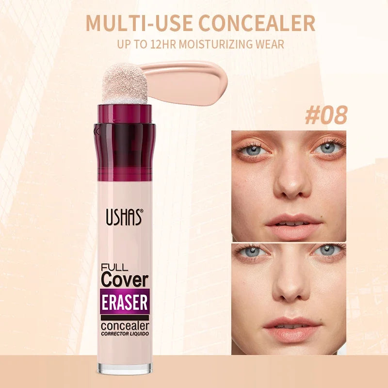 USHAS Sponge Tip Concealer – Full Coverage for Dark Circles, Freckles & Acne | 12 Shades