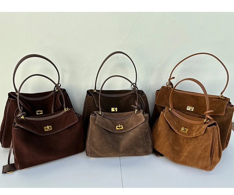 Women's Suede genuine leather Bag Shoulder Handbag Luxury Designer