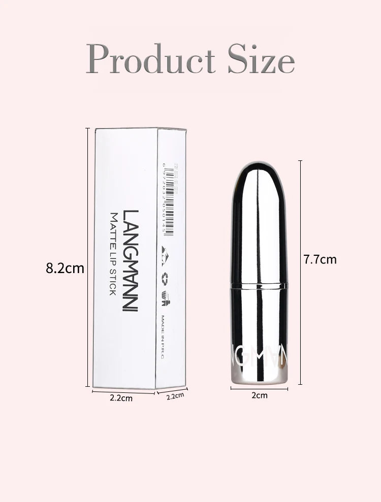 Langmani Silver Tube Matte Lipstick Non Staying Cup Makeup Lipstick  8 colors available Nanasbeautyholic