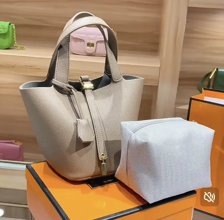 Faux Leather Bucket Bag – Chic & Versatile Women's Handbag