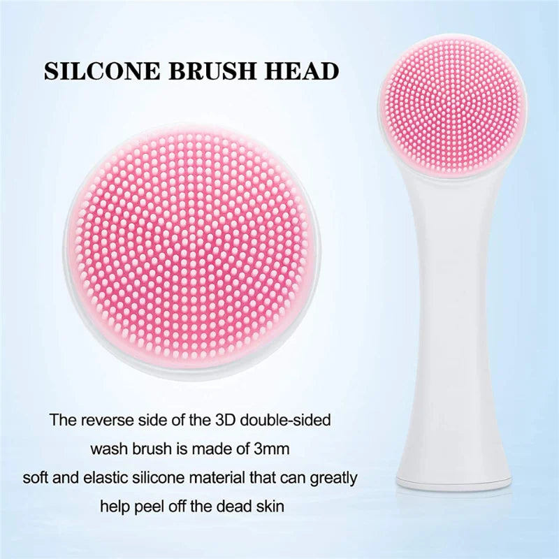 3D Double Silicone Facial Cleansing Brush Manual Massage