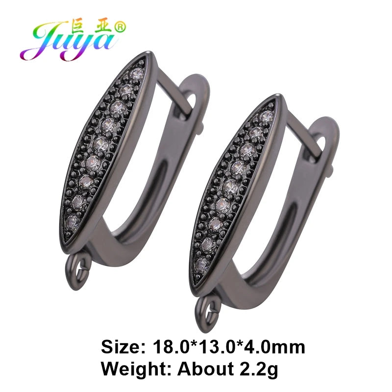 Juya 18K Gold & Silver Plated Earring Hooks – Micro Pave Zircon DIY Jewelry Findings