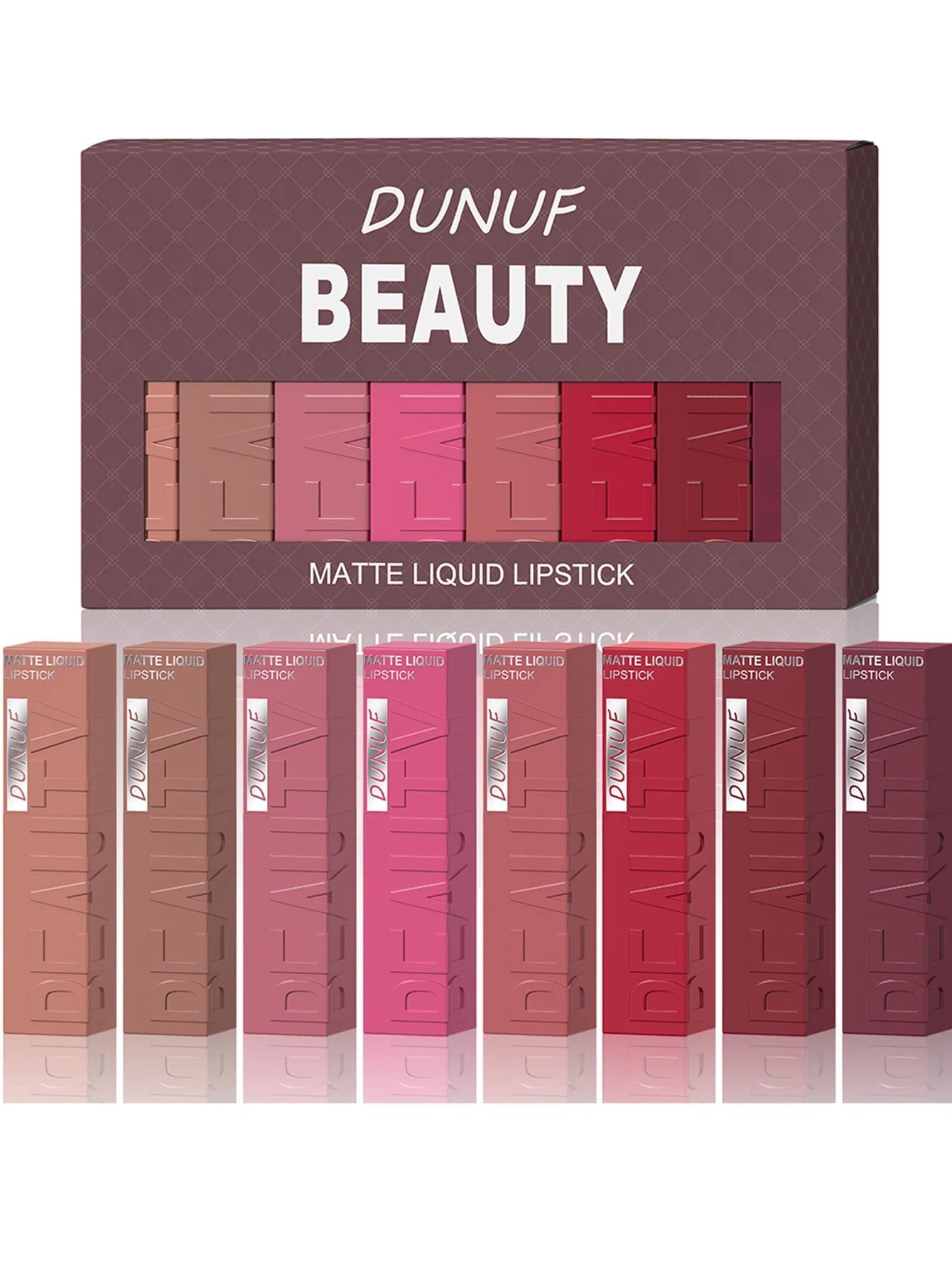 8Pcs/Set Nude Brown Matte Liquid Lipstick Velvet Sexy Dark Red Lip Glaze Non-stick Cup Not Easy To Fade Lip Gloss Lipstick Makeu Nanasbeautyholic