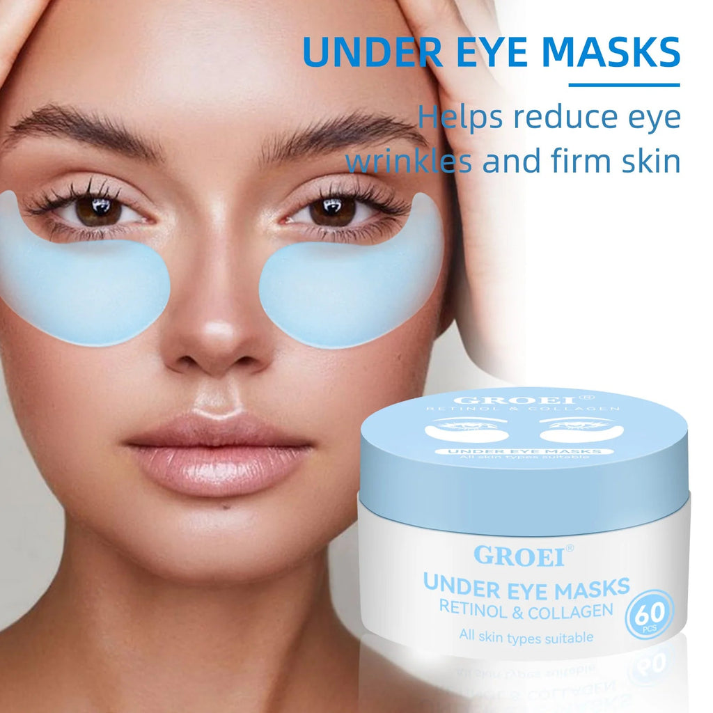 60pcs  Retinol Collagen Eye Mask Anti Dark Circles Directed Against Eye Bags Moisturizing Lifting Firming Eye Patches Skin Care Nanasbeautyholic