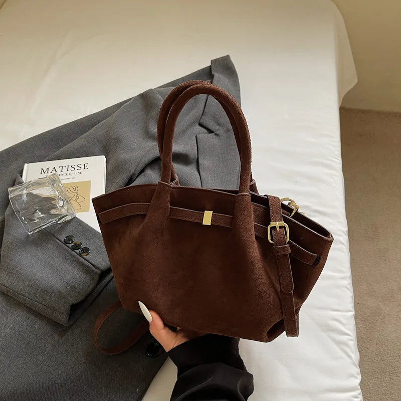 Matte Leather Suede Tote Handbags for Women