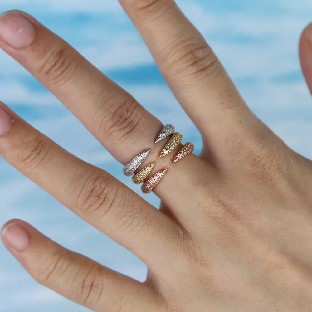 AAA Cubic Zirconia Adjustable Ring | 18K Gold Plated | Rose Gold, Gold & Platinum | Women's Fashion Jewelry