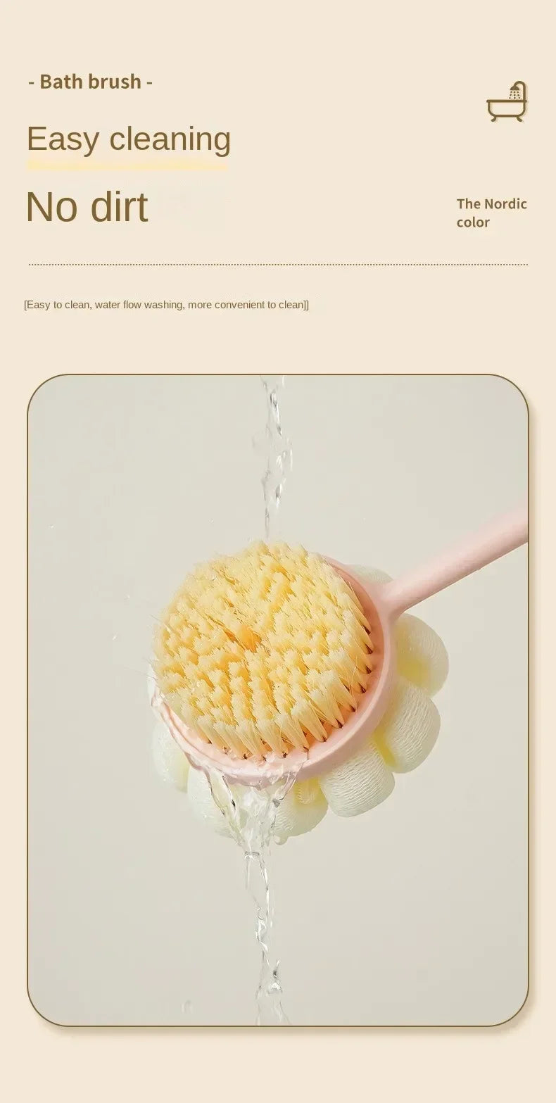 Bath Brush Back Body Bath Shower Sponge Scrubber Brushes With Handle Exfoliating Scrub Skin Massager Exfoliation Bathroom Brush Nanasbeautyholic