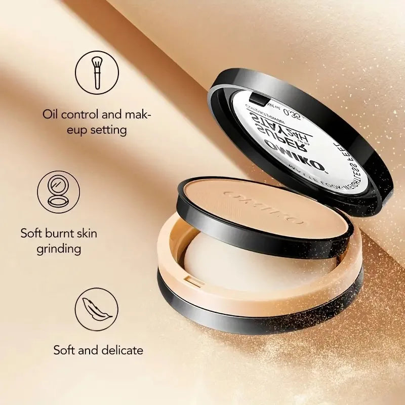 Pressed Powder Waterproof Long-lasting Full Coverage Face Compact Setting Powder Makeup Foundation Oil 3 Color Control Cosmetics Nanasbeautyholic