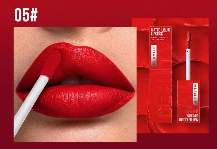 MLSMILE 6 Color Non-stick cup Velvet Satin Gloss Lip glaze Mist Liquid matte lipstick Waterproof long-lasting color liquid Nanasbeautyholic