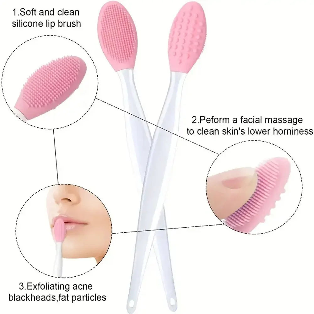 5pc Silicone Pore Brush,Exfoliate Your Large & Visible Pores With This Facial Brush,Double-Sided Black Head Cleaning Tool Nanasbeautyholic