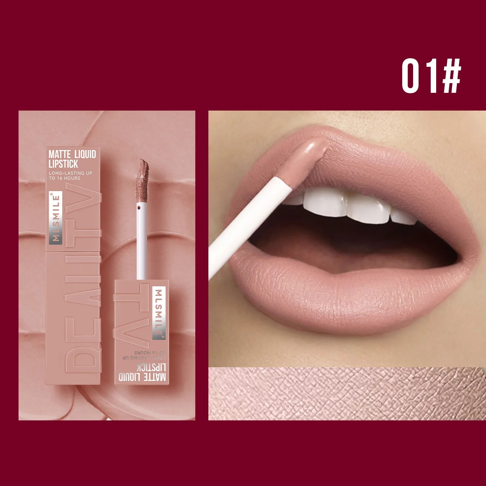 MLSMILE 6 Color Non-stick cup Velvet Satin Gloss Lip glaze Mist Liquid matte lipstick Waterproof long-lasting color liquid Nanasbeautyholic